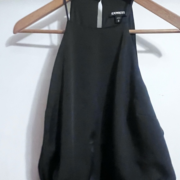 Express Asymmetric Hem Dress Women's Sz M Black Halter Ruffle Whimsigoth - Picture 2 of 11